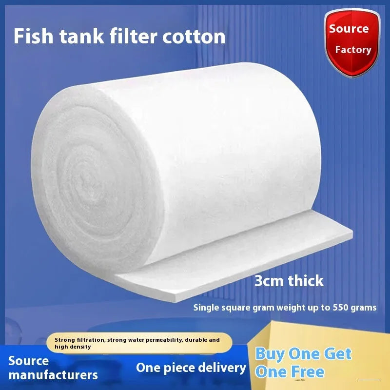White thickened high density filter cotton roll for aquarium filtration, 3cm thick