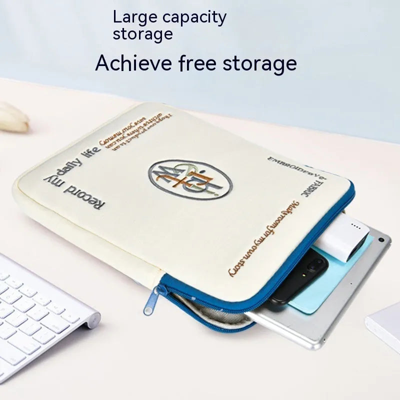 Cartoon velvet tablet storage bag with all-inclusive anti-drop cover for 9.7-11 inch tablets, letter inner liner.