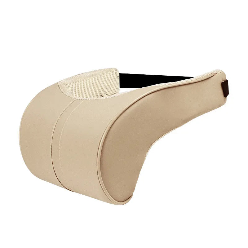 Memory foam car headrest with leather exterior in solid colour options