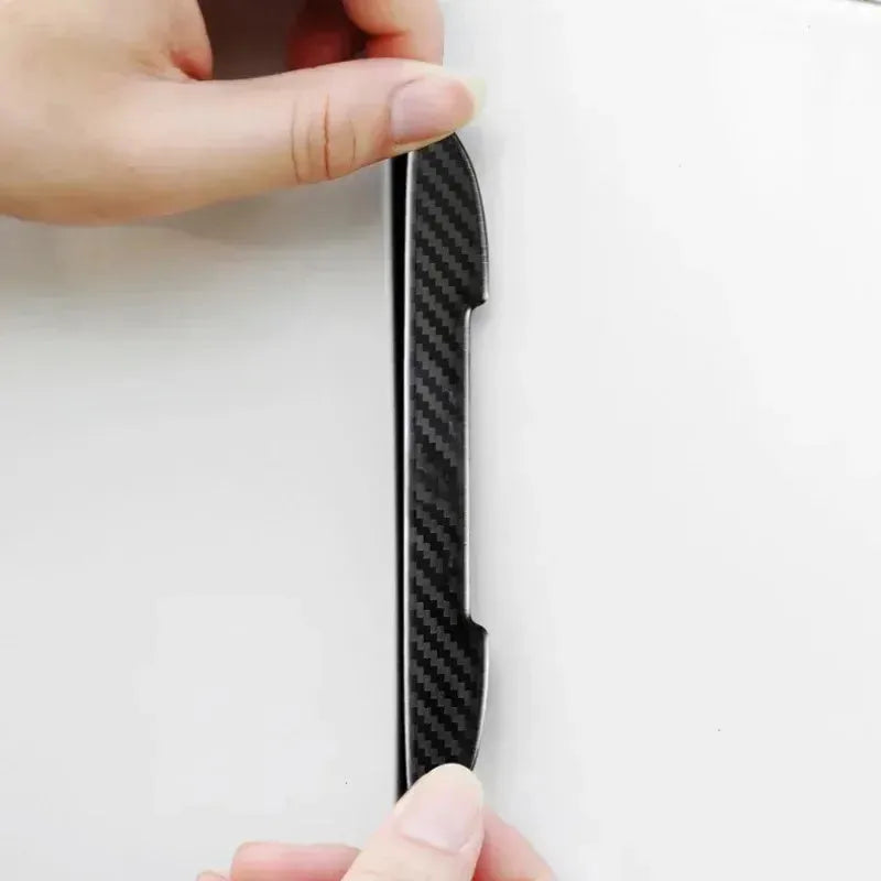 Black carbon fibre texture car door collision strips for universal vehicle protection