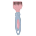 Pink stainless steel dog comb with knot knife edge and massage brush for pet grooming