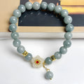 Women's adjustable jade bracelet with hand-tied cord in retro style