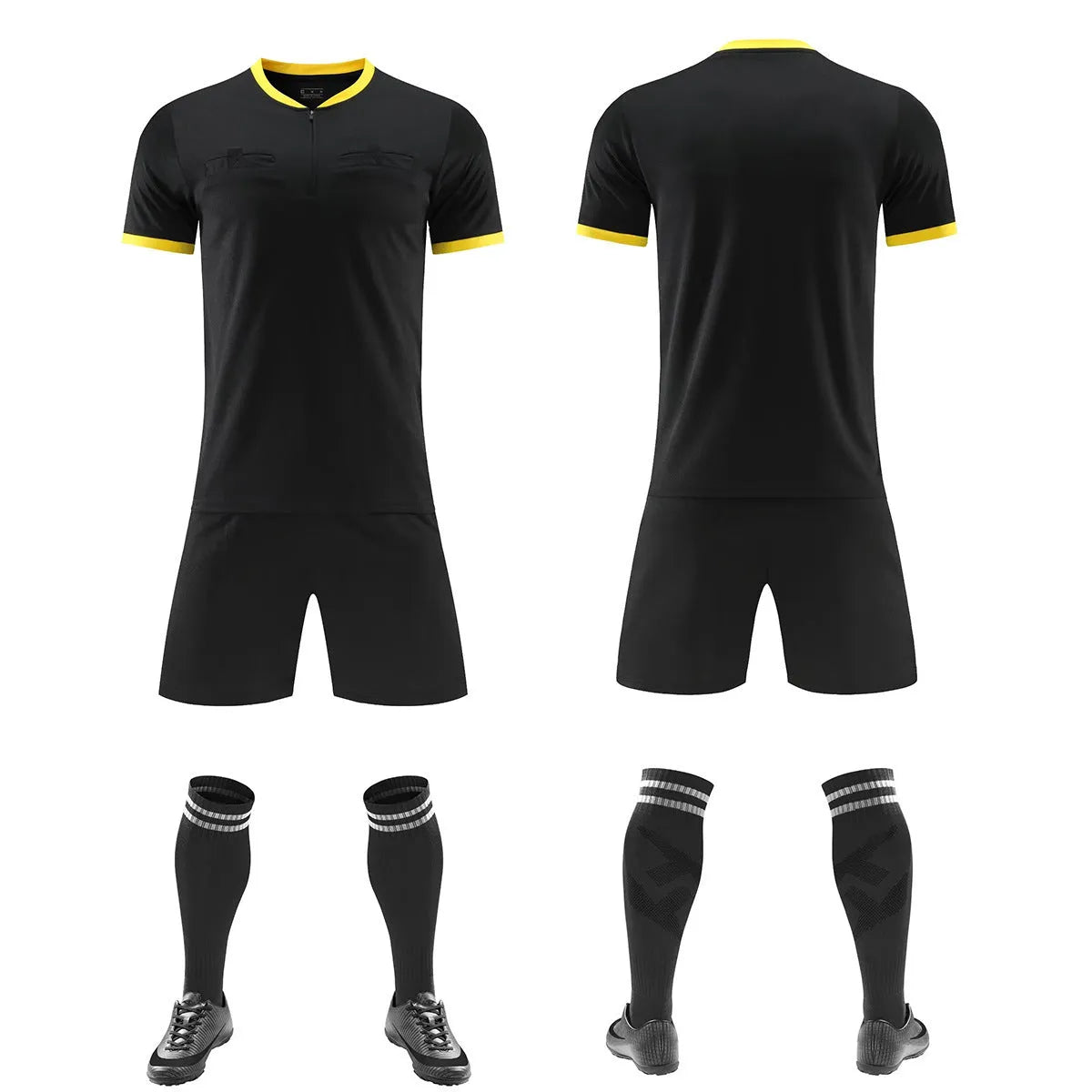 Football referee jersey suit in yellow with bamboo fibre fabric and polyester lining, sizes S to XXXL