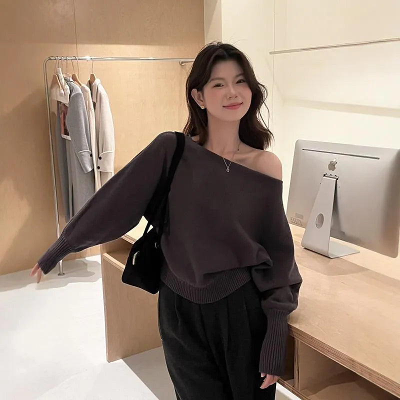 Women's viscose fibre blouse pullover in carbon grey with long sleeves