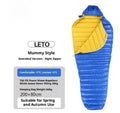 Ultralight goose down mummy sleeping bag for adults in blue, green, and grey colour options