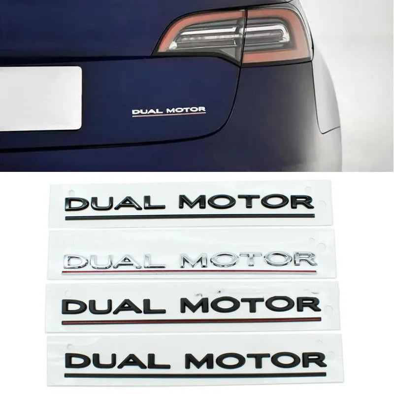 ABS plastic Tesla Model 3 bumper sticker measuring 19cm by 3cm in matte black and red stripes