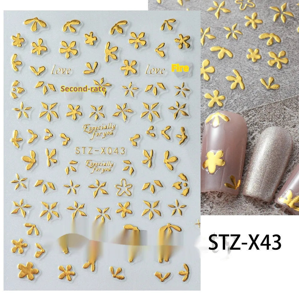 Black and silver striped cartoon pattern nail stickers with plastic application tool
