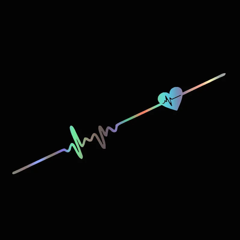 Creative ECG heartbeat design car bumper decorative sticker in colour gradient on a vehicle body