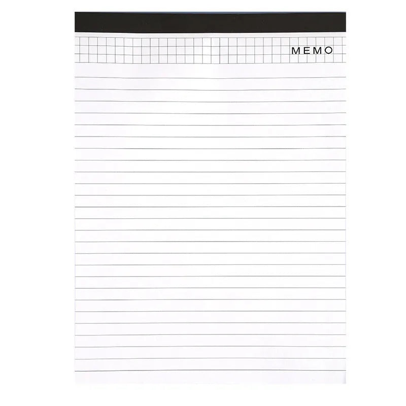 A4 tearable notebook with gridded ivory pages and a paper cover.