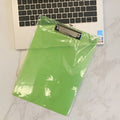 Transparent A4 plate holder with metal flat clip and writing board pad in blue colour