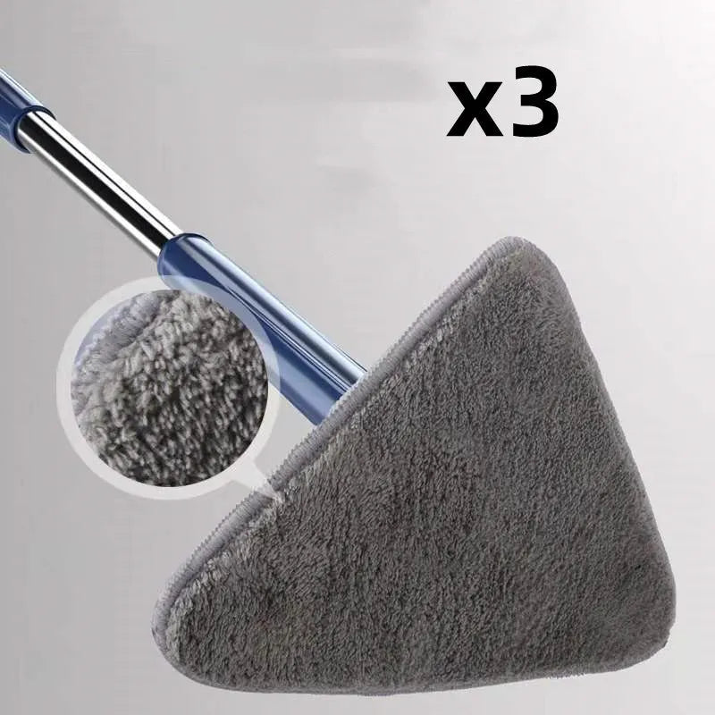 Extendable blue triangle mop with 360 rotating head and automatic water squeezing mechanism