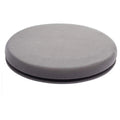 Grey rotating car seat cushion with a non-slip base on a car seat.