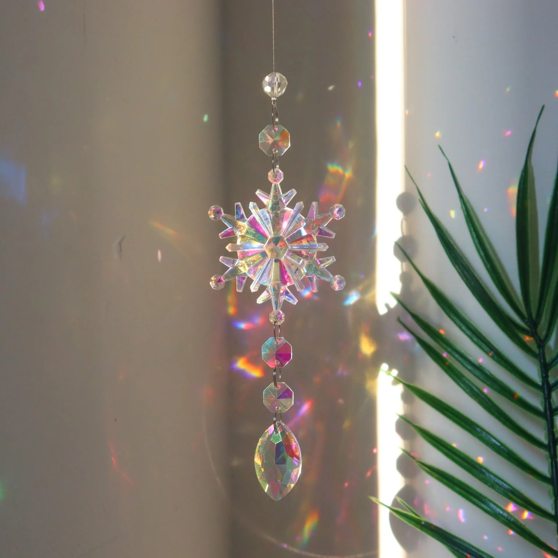 Clear AB crystal snowflake sun catcher pendant Christmas tree decoration