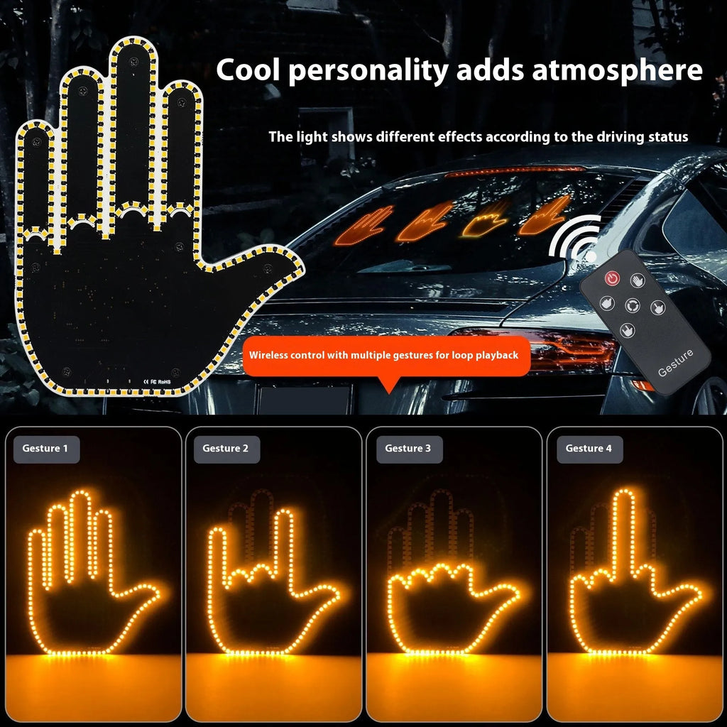 Yellow LED gesture light for car warning anti-collision with black remote control