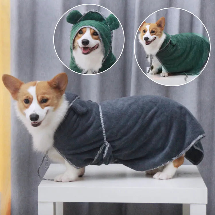 Grey and green ultra fine fibre pet towels for dogs and cats in three different sizes