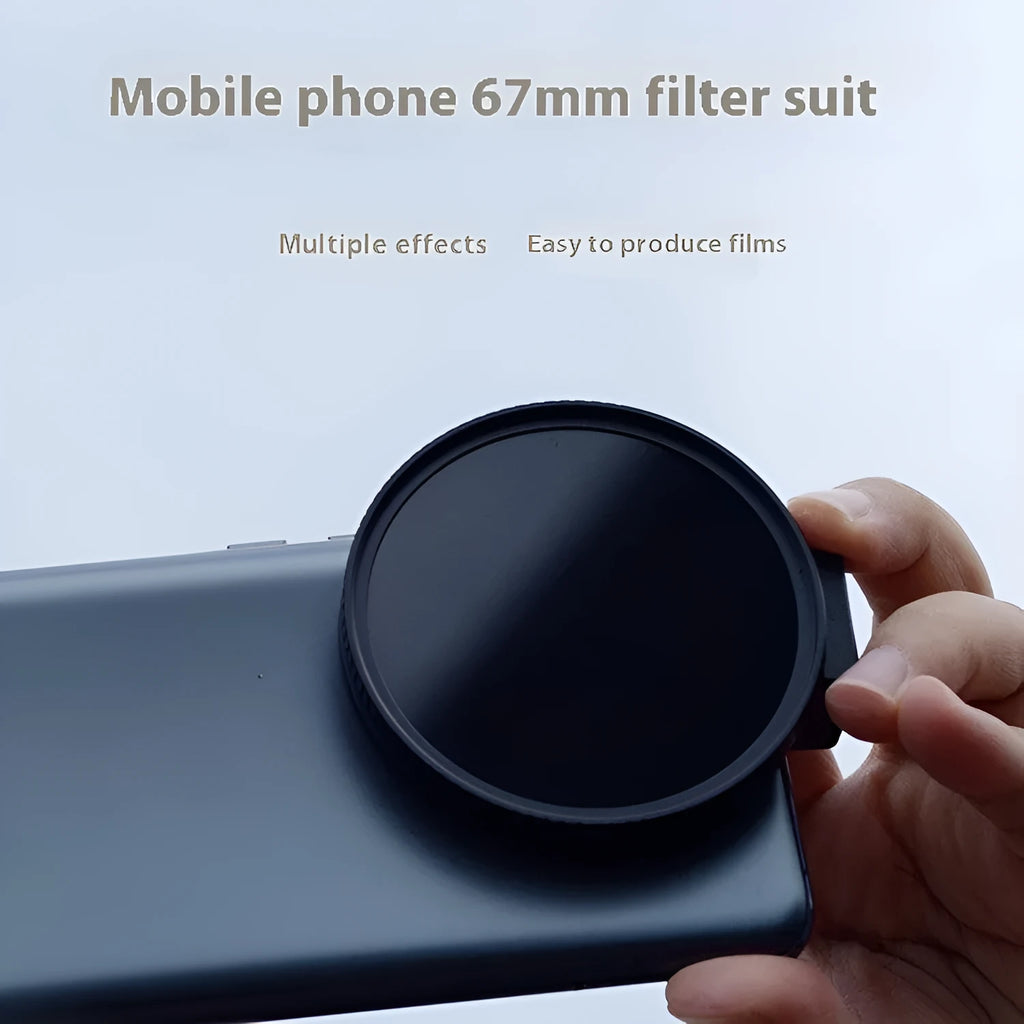 Universal black mobile phone filter clip for 37mm 52mm 67mm filters
