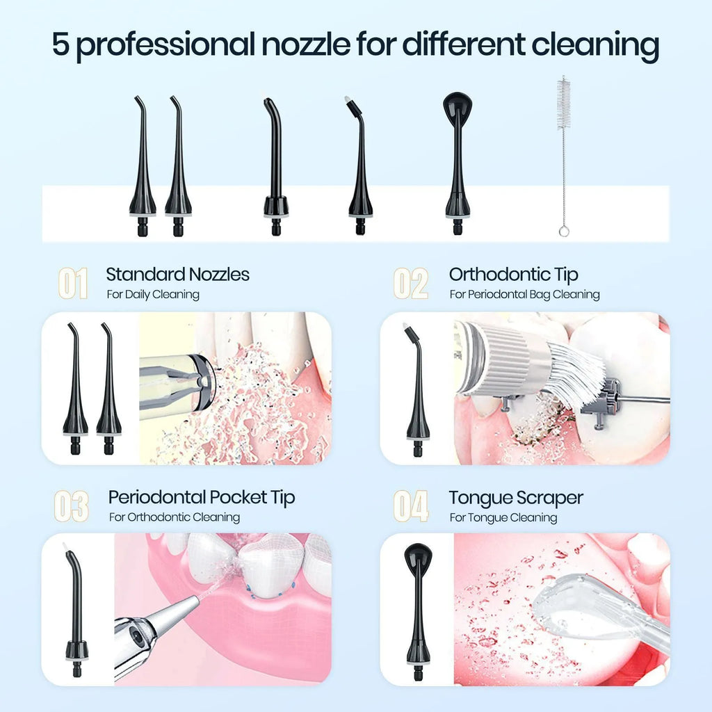 Black prooral portable oral irrigator electric water pick for adult home dental care with smart water toothpick function