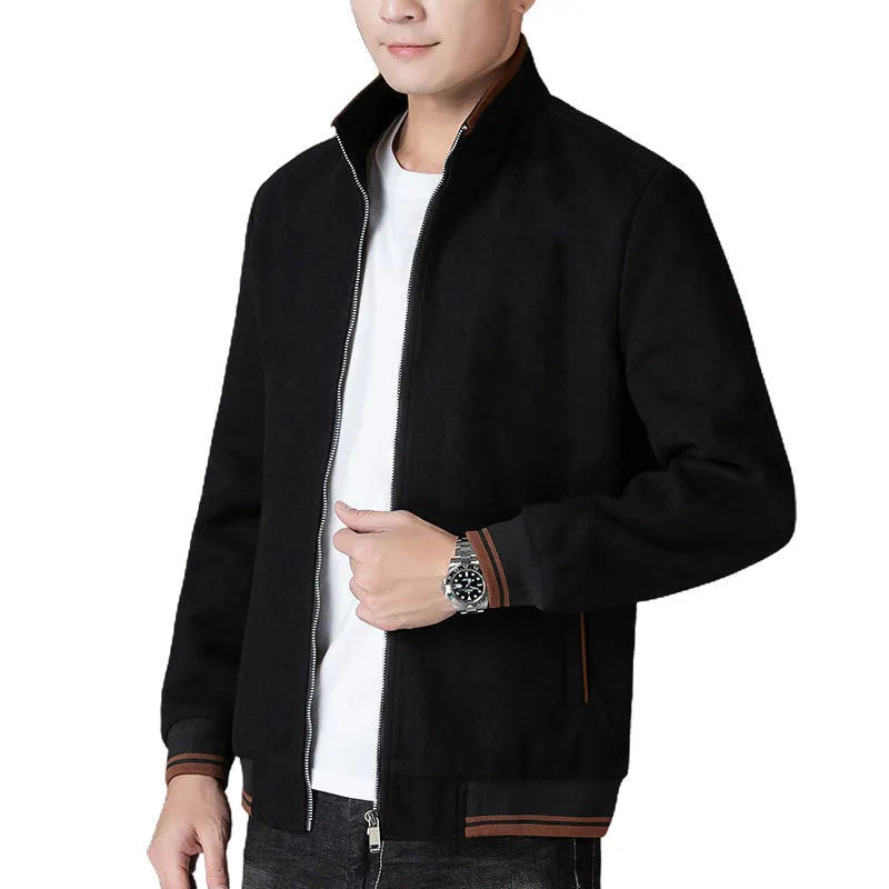 Men's grey sports-style fleece coat with long sleeves and a stick pocket