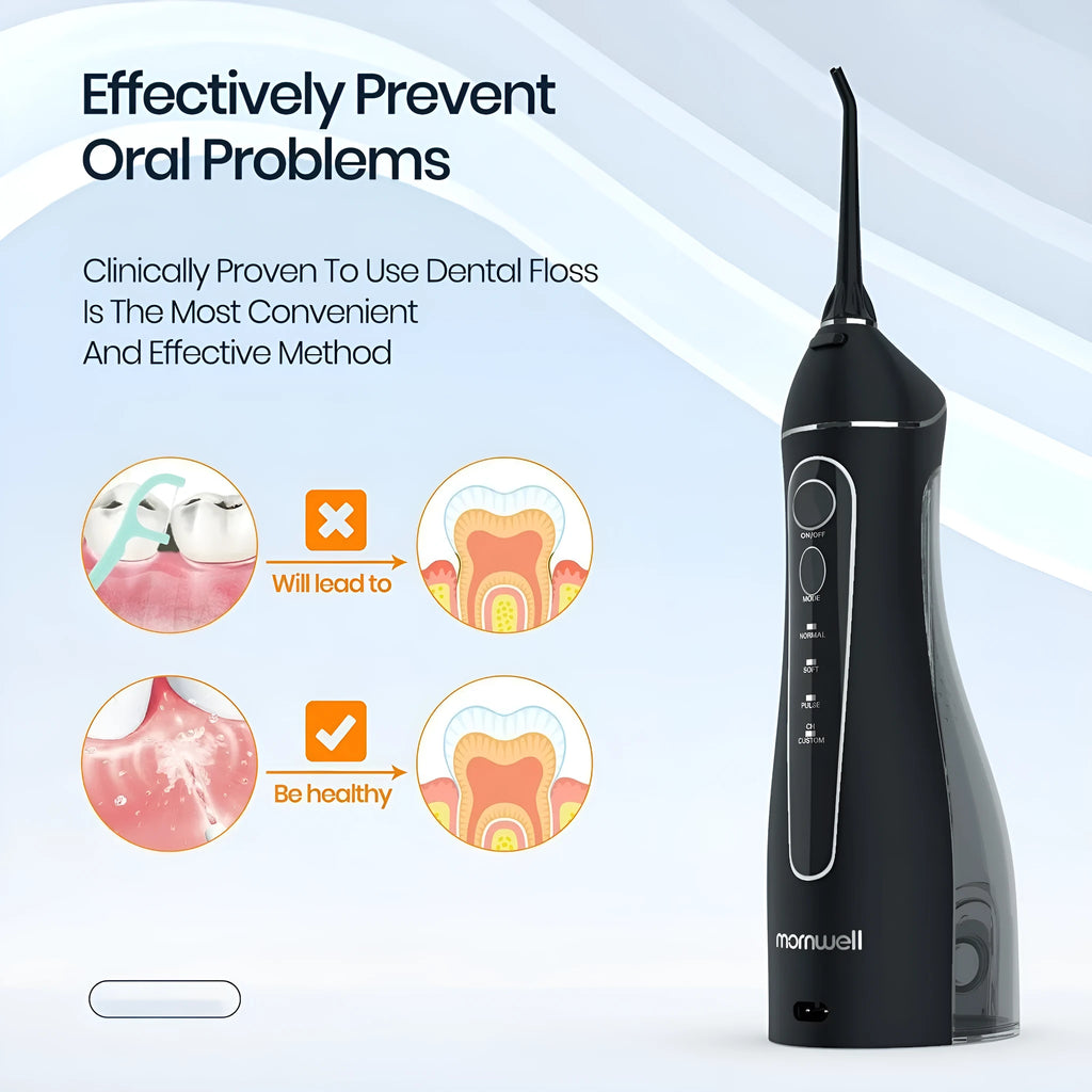 Black prooral portable oral irrigator electric water pick for adult home dental care with smart water toothpick function