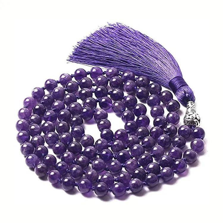 108-bead natural agate bracelet with round stones in ten colour options