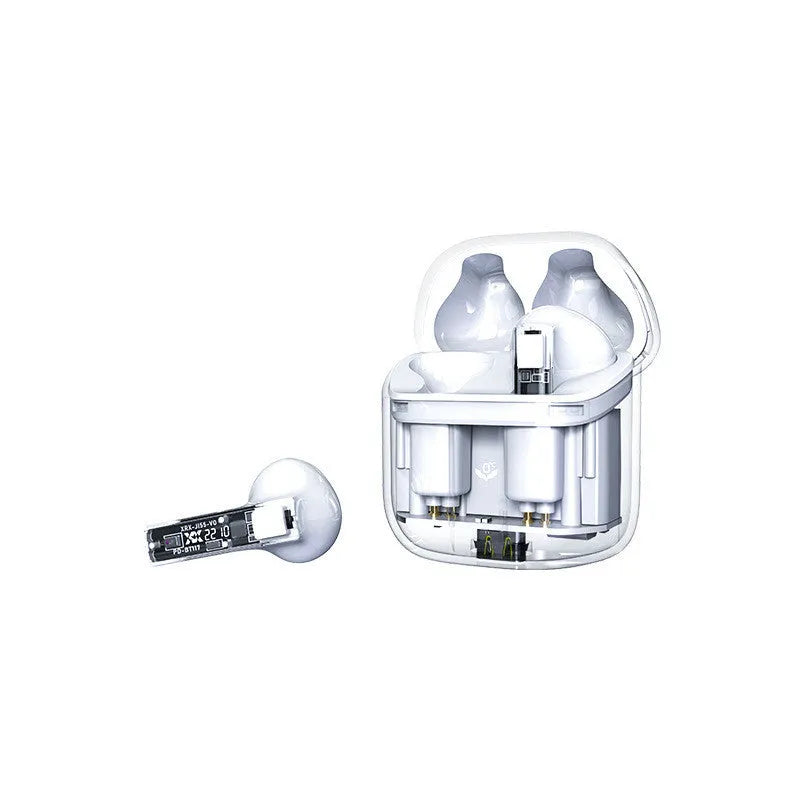 Wireless Bluetooth earbuds in white with charging case, V5.2, Type-C port