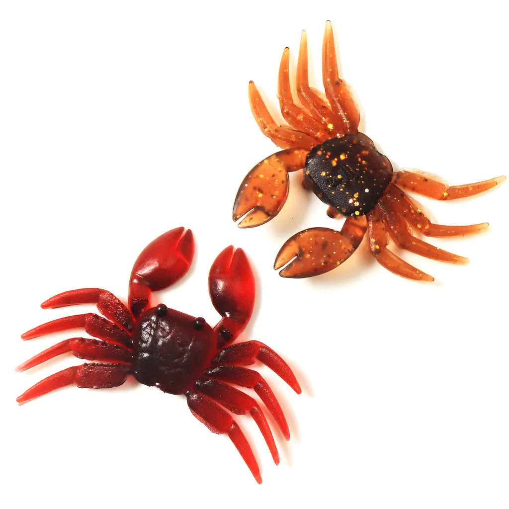 8cm PVC soft crab fishing lure in red and brown colour options for sea and freshwater fishing
