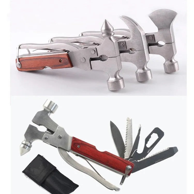 16-in-1 car safety hammer with solid steel construction and Oxford fabric bag