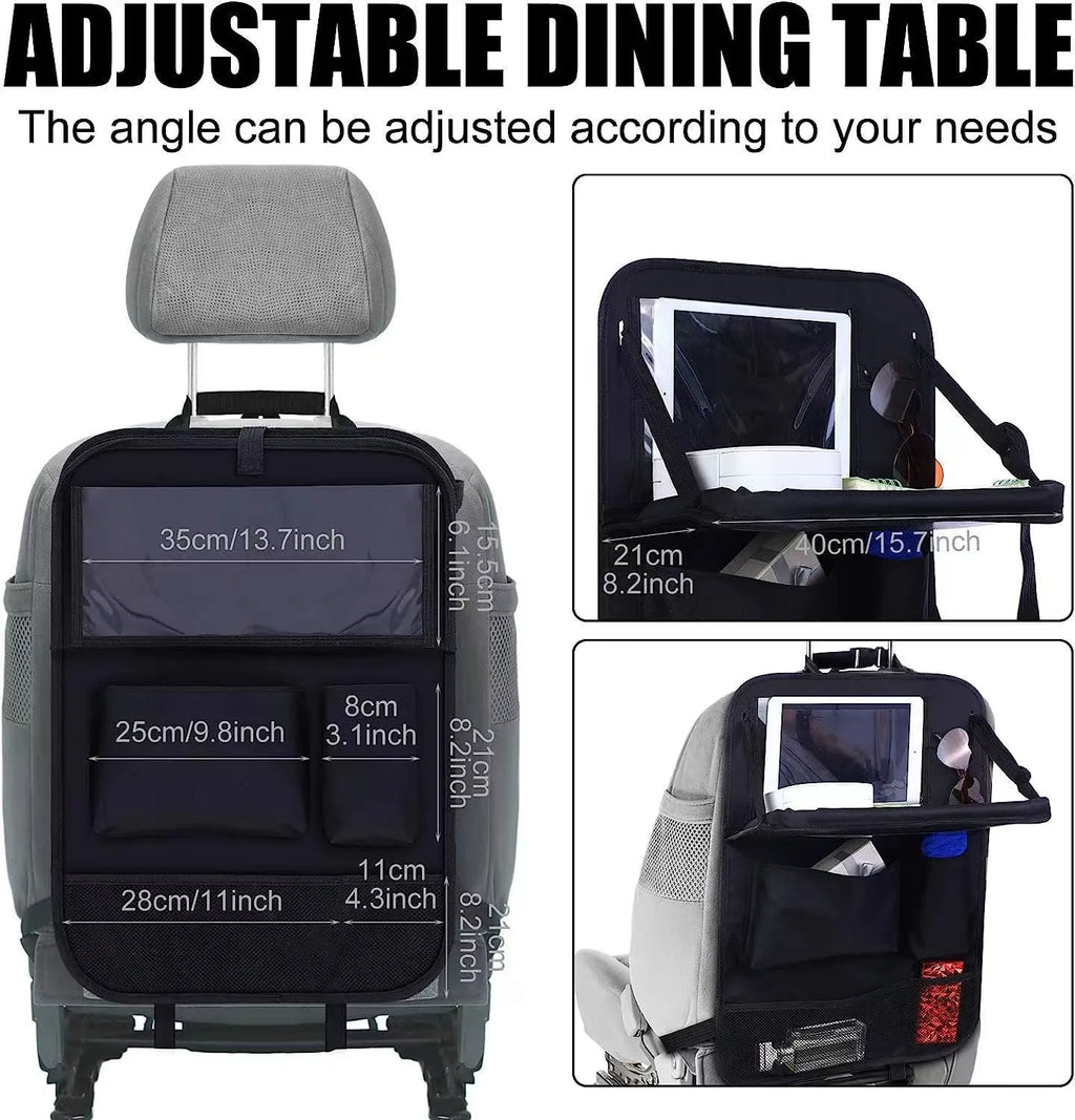 Black Oxford cloth car seat back storage bag with hanging design for vehicle organisation