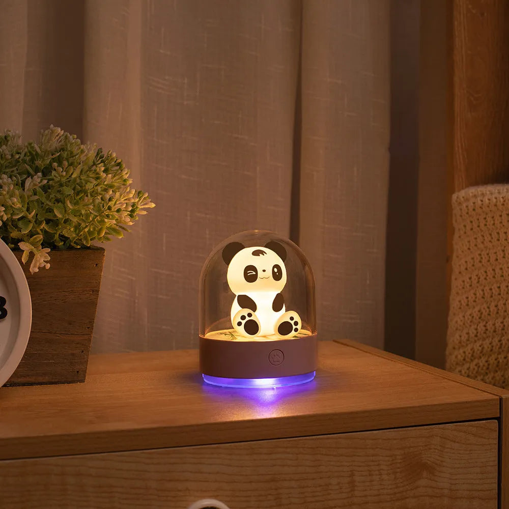 3D panda car shaped USB LED table lamp in white with colourful light modes and aromatherapy cotton pad