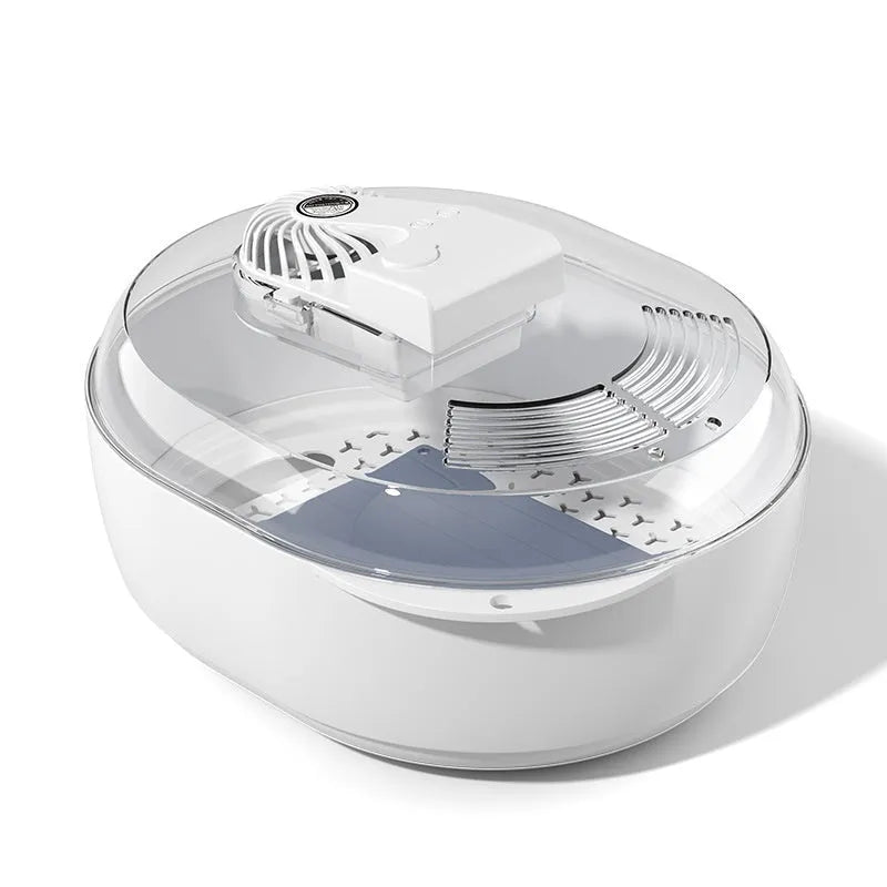 Aluminium food defrosting plate on a kitchen countertop, shown with a USB cable