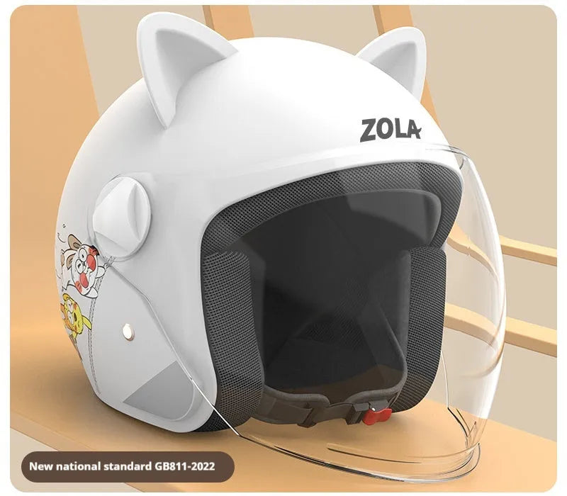 Blown Away winter cycling helmet with attached fleece scarf and clear anti-fog visor on a handlebar.