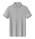 Short sleeve lapel T-shirt in long-staple cotton shown in multiple colours on size chart.