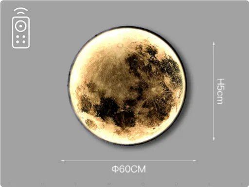 Acrylic moon wall lamp in warm light, 300mm diameter, dimmable