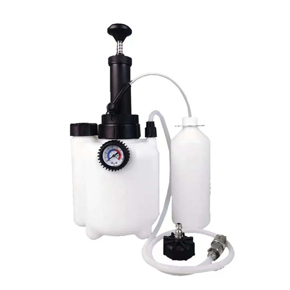 White 3-litre brake fluid reservoir tool with hose, dimensions 41cm long, for vehicle maintenance