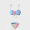 Women's lace-up triangle bikini swimsuit set with matching bottoms in colour matching option