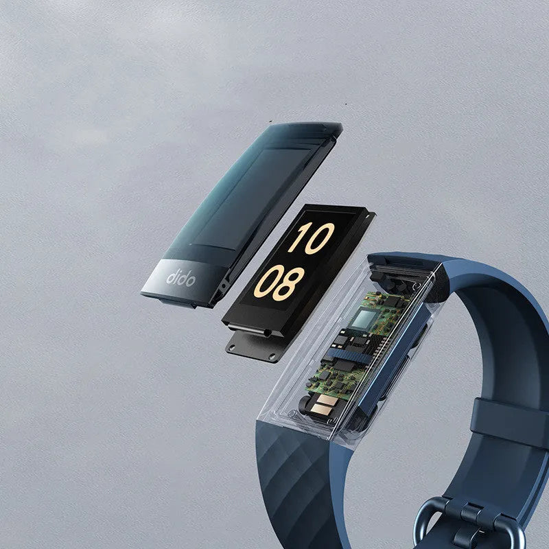 Y6 Black smart health bracelet with 1.1-inch screen on a wrist, showing ECG and heart rate data.