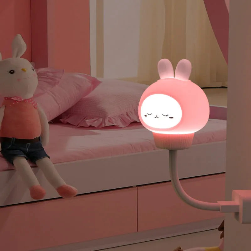 USB portable LED night light with cartoon bear rabbit duck designs and remote control