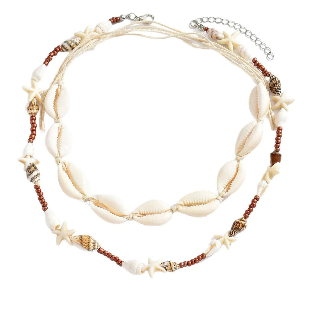 Geometric shell pendant necklace on regular chain in colour X1900