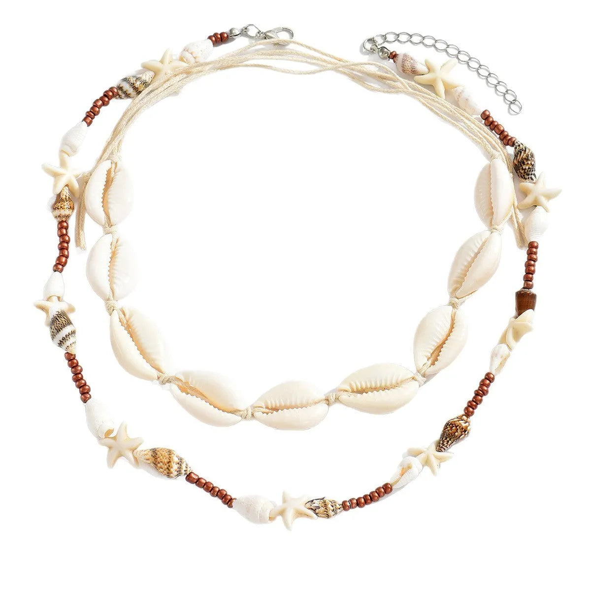 Geometric shell pendant necklace on regular chain in colour X1900