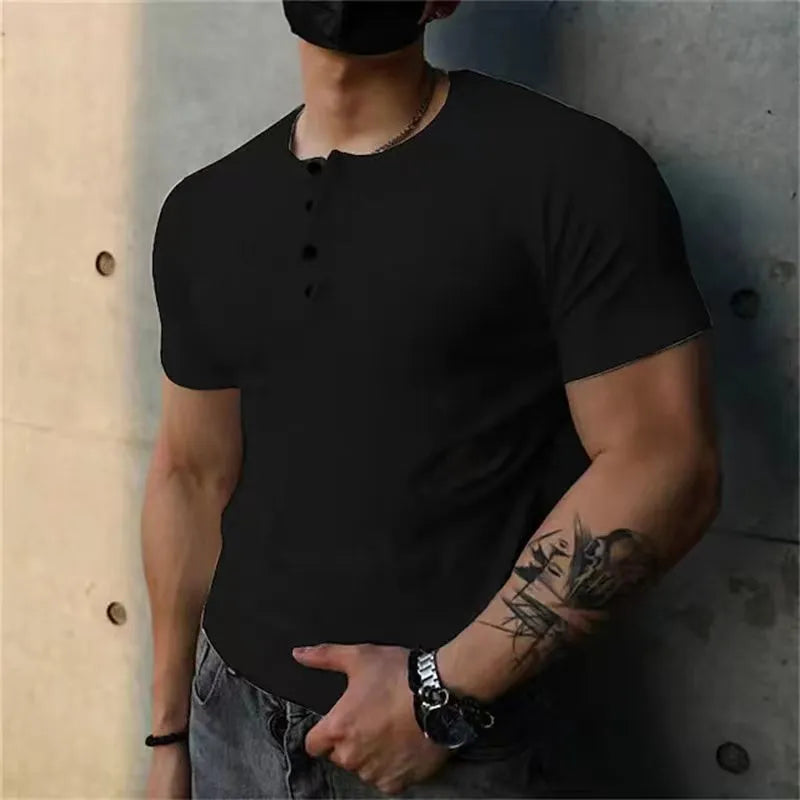 Men's retro cotton short sleeve loose fitness t-shirt in solid colours, sizes M to XXXL