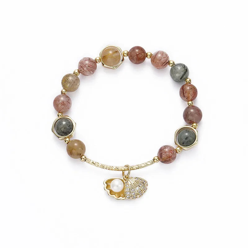 Women's crystal bracelet with coloured hair crystal shells and animal zodiac designs