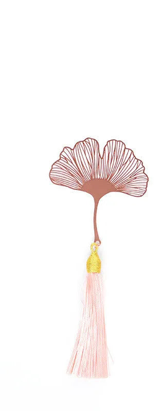 Rose gold electroplated brass bookmark with hollow plating maple leaf design