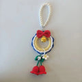 Handmade Snow White plush yarn car hanging ornament with optional red wind chime.