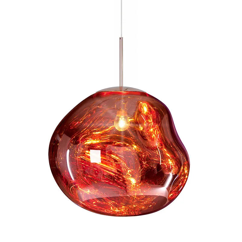 Nordic style irregular shaped glass lava lamp chandelier in a metallic finish