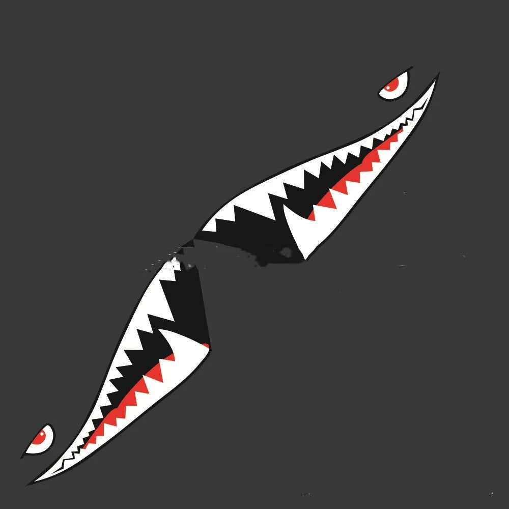 Large Shark design PVC car body sticker showing dimensions of 150cm by 51cm.