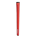 TPE golf club grip in assorted colours including pink, red, and black with blue head on a golf club.