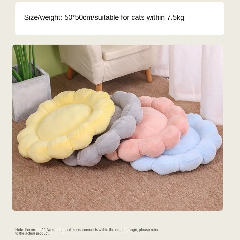 Blue half-surrounded pet nest bed with plush fabric measuring 50x50cm