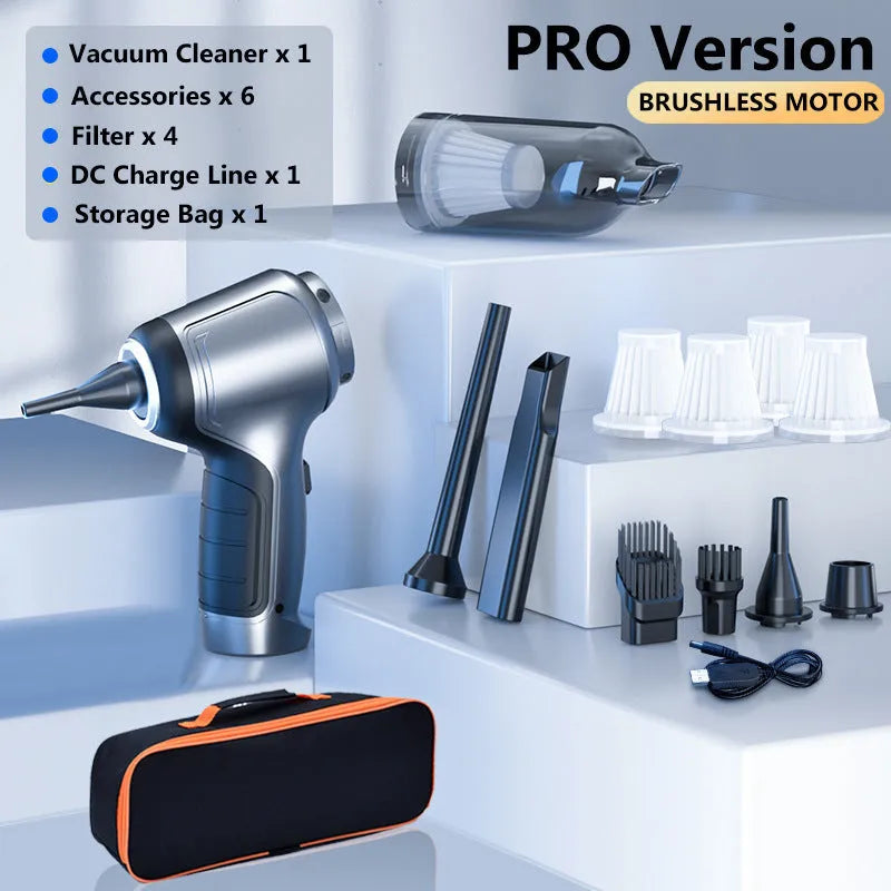 Handheld cordless vacuum cleaner with EVA carrying bag for car and home cleaning