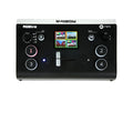 RGBLINK HDMI multi-format switcher unit with 4 inputs, TFT screen, and integrated controls on a desktop.