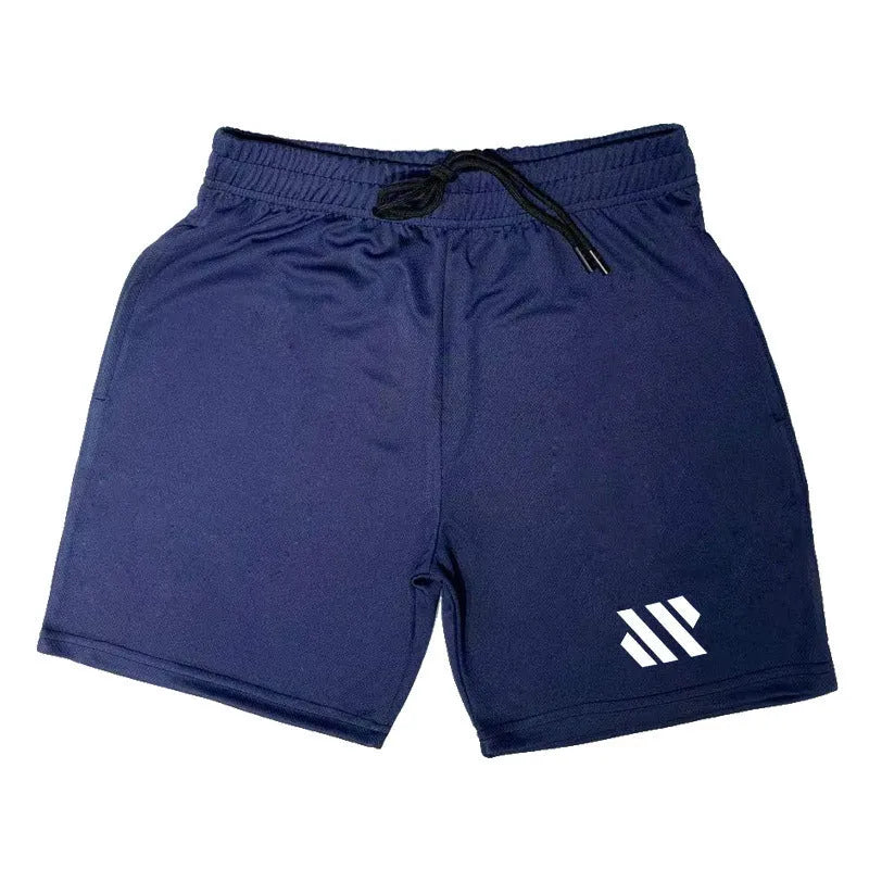 Men's black loose-fit metal silk fabric running shorts on a white background.